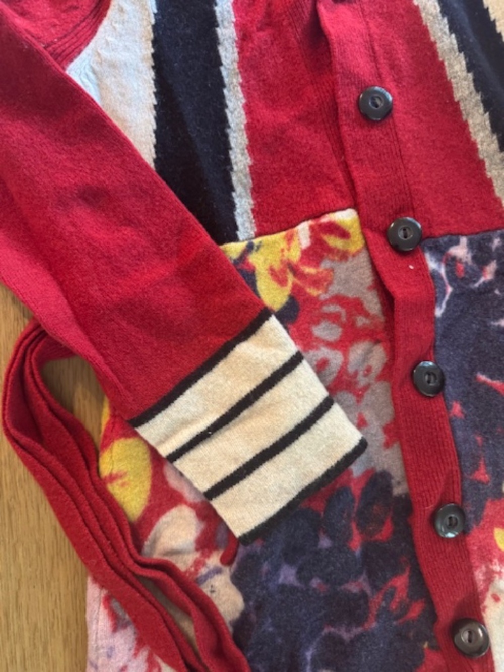 Anthropologie Sparrow Lambswool Red Floral Cardigan Dress Women’s Size M - Picture 2 of 7